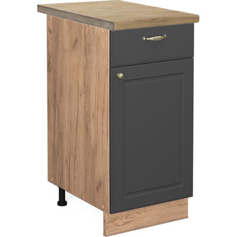 Meuble cuisine Fame-Line, Anthracite-or, 40 cm , PT Chêne, Vicco