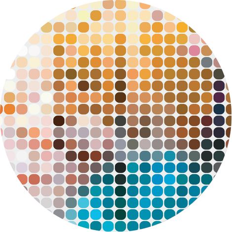 papier peint panoramique rond adhésif motif figurativ orange, bleu et rose - Sanders & Sanders (1/5)