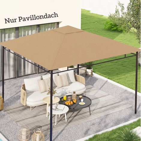 Techo de repuesto para cenador de 298 x 295 cm, poliéster beige, protección contra el sol y la lluvia, fácil de instalar. (1/5)