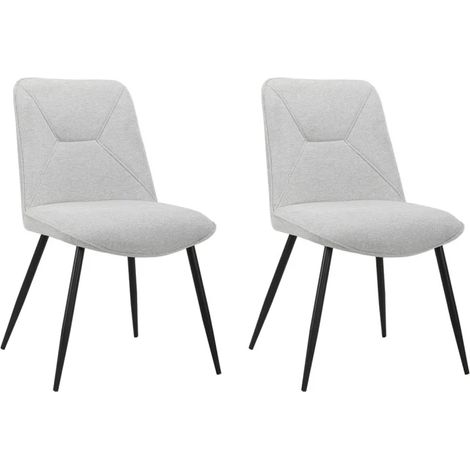 Lot de 2 chaises en tissu gris clair 4 pieds en métal noir - MELANIE (1/5)
