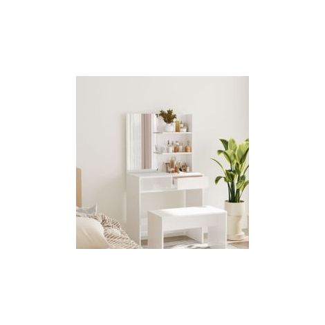 Coiffeuse avec miroir Blanc brillant 74,5x40x141 (1/5)
