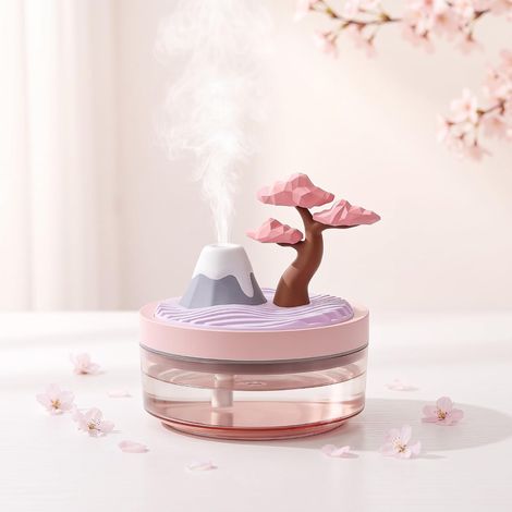 Mini-Luftbefeuchter 320 ml, Ultraschall-Luftbefeuchter fürs Schlafzimmer im kreativen Vulkan-Design, mit Nachtlicht, 2 Nebelmodi, ideal für Babyzimmer und Büro (1/5)