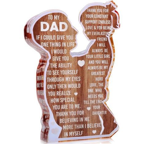 Cadeau de fête des pères de la part de sa fille - Panneau acrylique touchant pour papa, décoration de bureau unique pour papa et pour son anniversaire, Noël ou le Nouvel An (1/5)