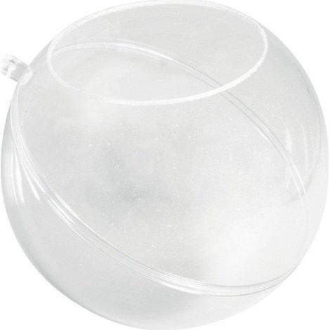 Boule en plastique, en 2 pces, 12cm avec découpe7,5cm, cristal (1/2)
