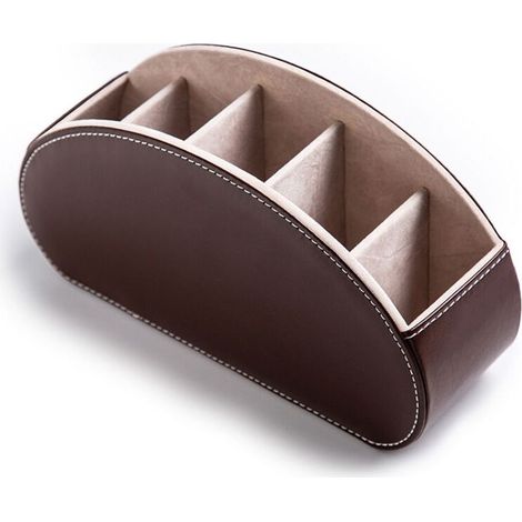 Support de télécommande en cuir synthétique, organiseur multifonction avec 5 compartiments, boîte de rangement pour télécommandes TV, crayons, pinceaux de maquillage