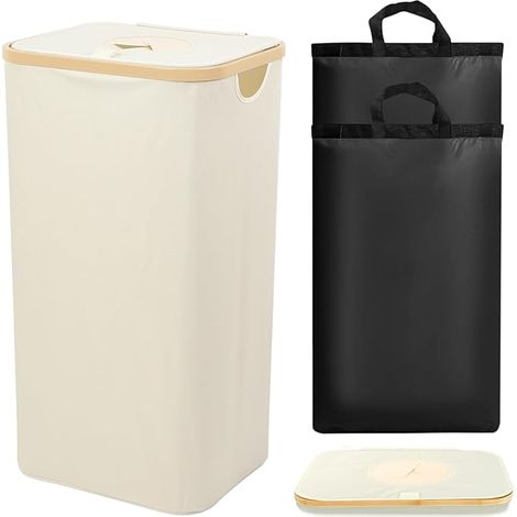 Panier Linge, Pliable Couvercle, Sac IntéRieur éTanche Amovible, VêTements, Jouets, Collection Bouteilles (Blanc) (1/5)