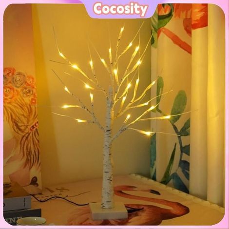 Cocosity lumière d'arbre à LED Bouleau éclairé alimenté par batterie 24 LED arbre lumineux pour la deco suspendre Argent (1/5)