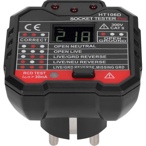 Détecteur de polarité et de phase portable HT106D avec affichage numérique (prise UE 110-220 V)