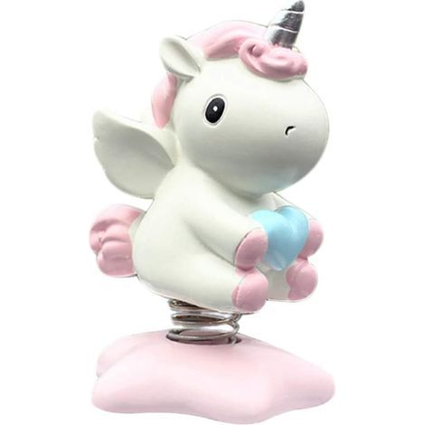 1 Stück Einhorn-Wackelkopf-Cartoon-Kopf-Schild-Ornament-Auto-Armaturenbrett-Dekorationsspielzeug-Auto-Zierzubehör (rosa) (1/5)