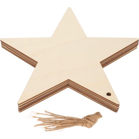 8 Décoration Sapin Noël Étoile Bois Brut Vierge 5 Branches DIY Loisirs Créatifs Accessoires Accrochage (1/5)