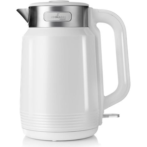 Bouilloire Électrique 2 L, 2200W, Chauffage Rapide, Double Paroi, Base 360°, Intérieur Inox, Arrêt Automatique et Protection contre la surchauffe, sans BPA, idéale pour Familles, Blanc (1/5)