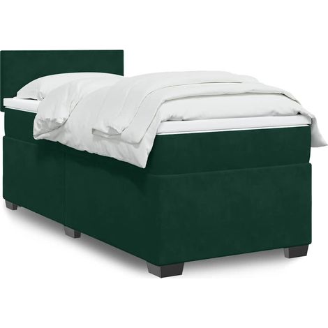Boxspringbett mit Matratze Dunkelgrün 80x200 cm Samt
