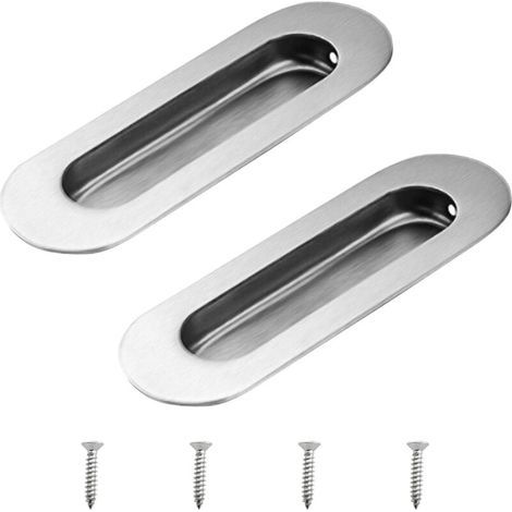 (2 pezzi) Maniglie ovali a incasso per ante scorrevoli in acciaio inox nero per cassettiere. (1/3)
