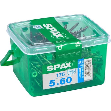 Lote de 175 tornillos Spax de acero inoxidable con cabeza Torx avellanada, 5 mm de diámetro x 60 mm de longitud SPAX (1/3)