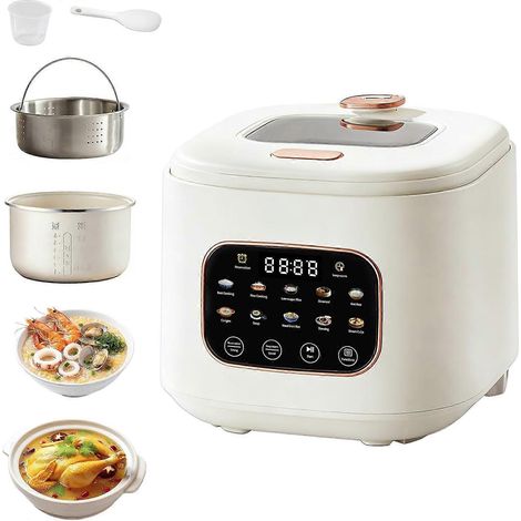 Cuiseur à riz 3L faible en sucre/glucides pour 3-5 personnes revêtement antiadhésif panier vapeur inox cuisson 10 min (1/5)