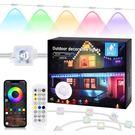 Éclairage Extérieur Permanent, 15M Intelligente Lumières Avant-toit, Guirlandes de Noël pour Avant-toits avec Télécommande, Contrôle App pour Toit, Jardin, Balcon, Tonnelle, Fête (1/4)