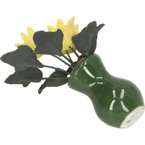Vase Miniature Tournesol Résine pour Décoration Maison de Poupée 1:12, Accessoire Miniature (1/5)
