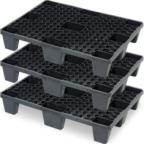 BRB 3X Plateau en plastique au demi-format Euro, LxBxH 800x600x140 mm, surface couverte perforée, matériau PE-RE (1/3)