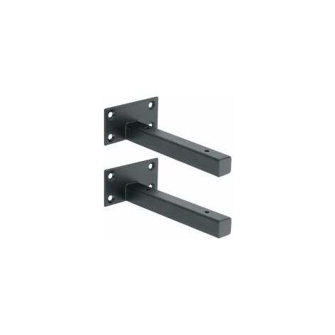 Industrielle Regalhalterung, Wandmontage, Edelstahl, Metallhalterung für Wandregale, verdeckte Befestigung, Mattschwarz, 2 Stück, EJT150B-2P - Crezuo