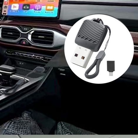 1 set. Color: Black. Material: Aluminum alloy. Car wireless box, wired to wireless. (1/5)
