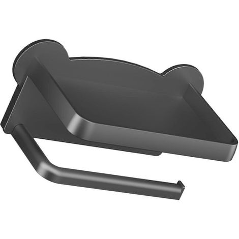 Porte-papier toilette avec étagère, distributeur de papier toilette mural en bois pour salle de bain, noir (1/4)