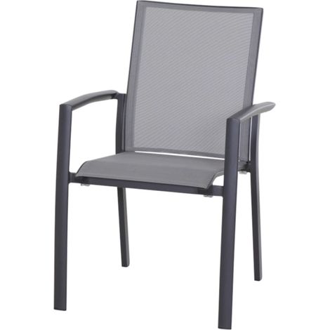 Siena Garden Velia Stapelsessel - Aluminium & RANOTEX®, schwarz-grau (C31042) (1/5)