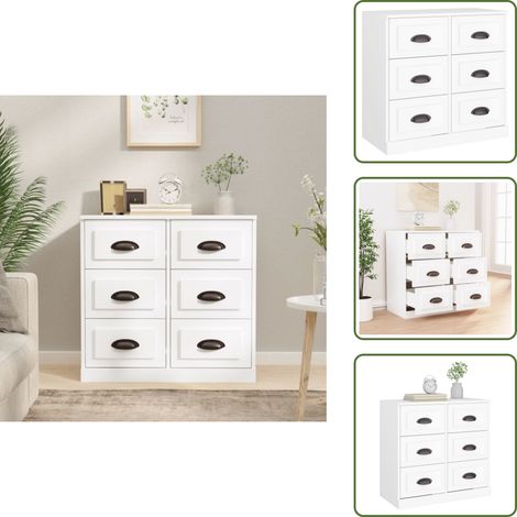 Sideboard Weiß 70x35,5x67,5 cm Holzwerkstoff - Schreibtisch - Wohnzimmermöbel - Sideboard - Regal - Weißer Schrank (1/5)