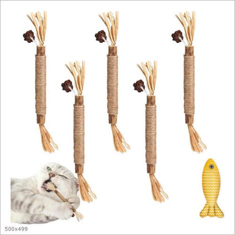 bâtonnets à mâcher en bois polygonum pour chat, anti-ennui, balle à l'herbe (1-1,2 cm/22 cm) (1/5)