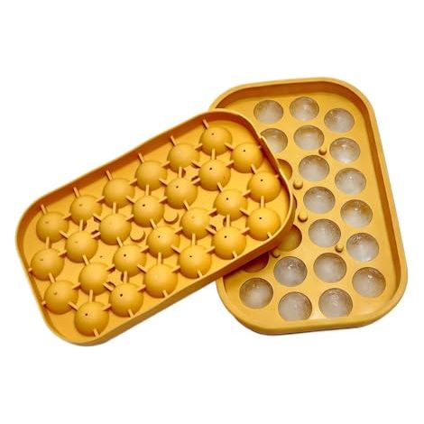 Bac à glace rond, moule pour congélateur, réutilisable, avec libération facile, 26 grilles, pour cocktail, café, bourbon, boisson faite maison (1/5)
