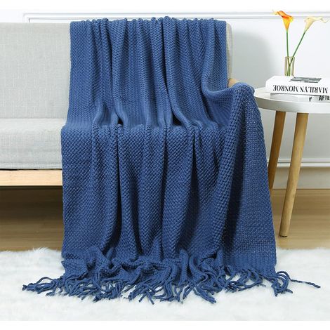 1 Couverture, Tricotée, Cellulaire, Franges, Acrylique, Style Nordique, Pour Lit Canapé Fauteuil