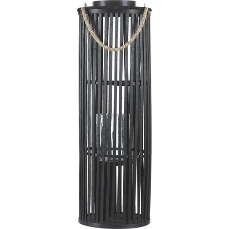 Lantern LUZON Willow Wood 80 cm Black
