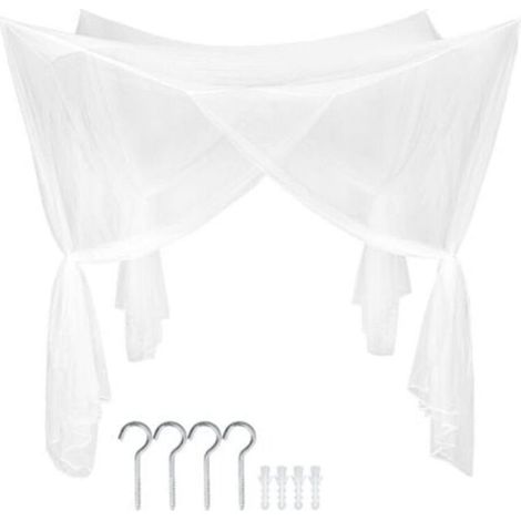 Moustiquaire pour lit - MICHAEL NETWORK TECHNOLOGY - 220x200x210 cm - 156 trous/mm² - Polyester - Blanc - Lavable à 30°C (1/5)