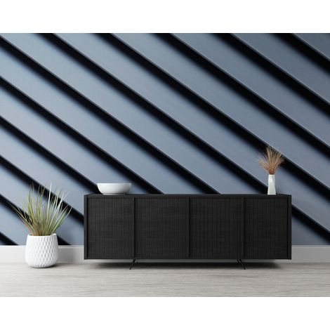 Papier Peint Art & Déco - Rayures Diagonales Métalliques - 300 x 250 cm (1/2)