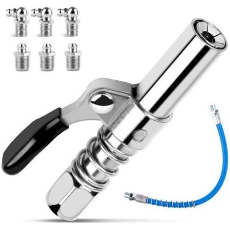 Pair G Embout Pompe A Graisse, avec Tuyau 30Cm Raccord Rapide Embout Kit Pompe à Graisse pour Graisseur, Pompe à Graisse à Une Main pour Toutes Sortes de Pompes à Graisse (1/5)