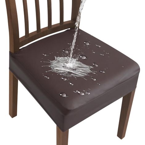 Wasserdichte Stuhlbezüge Kaffeebraun, Stretch, Sitzschutz für Esszimmer, Büro (1/5)