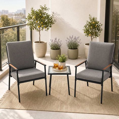 3-Piece Grey Garden Furniture Set with Cushions (1/5)