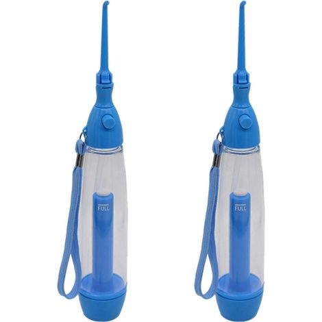 2X Hydropulseur buccal portable Nettoie la bouche Lave les dents Irrigation à l'eau Hydropulseur dentaire manuel ABS (Bleu) (1/5)