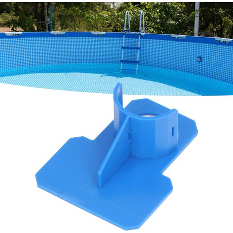 Schlauchhalterung für Aufstellpools, ABS-Material, Maße 10 x 8 cm, mit Befestigungsmaterial und Klebeband, blau (1/5)