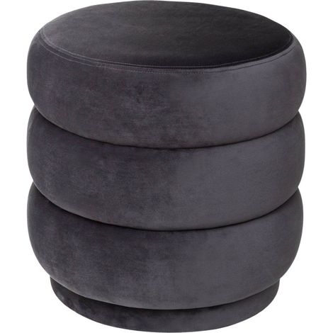 Atmosphera – Pouf en velours gris 40x40cm – Rembourrage en mousse PU – Tissu polyester doux – Design vintage pour salon ou chambre