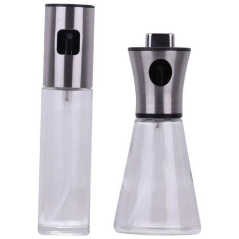QORVA-2 pièces Vaporisateur d'huile en acier inoxydable verre cuisine friteuse à air domestique vaporisateur d'huile pot d'huile comestible vaporisateur brouillard d'atomisation