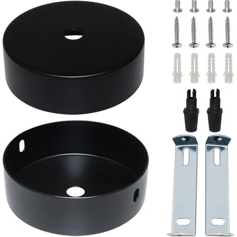 Auvent de Plafond 80 x 20mm rosace plafond Noir cache fil pour lustre avec Accessoire D’Installation pour Maison Jardin Suspension Ou Lustre （2 Pcs） (1/2)