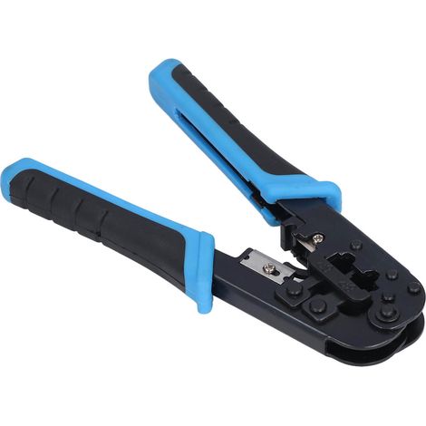 Pince à sertir pour câbles RJ réseau 8P 6P, outil de coupe et de dénudage JLN568 Bleu Noir (1/5)