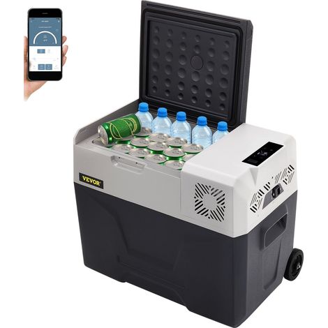 Réfrigérateur de voiture 12 volts, congélateur portable 30 L à une zone avec roues et poignée, -20 °C à 20 °C, compresseur 12/24 V CC et 100-240 V CA pour le camping et les activités de plein air. (1/5)