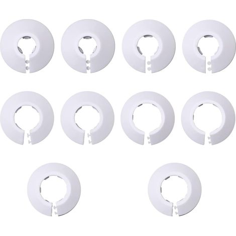 Lntyq 10 Pièce Rosaces Simples de Radiateur, Rosace Radiateur, Cache Tuyau Radiateur, Cache Tuyau pour Radiateur, Couvercle de Trou Mural Sol, Pour Chauffage, Couvercle (12/16/20/25/32mm, Blanc)