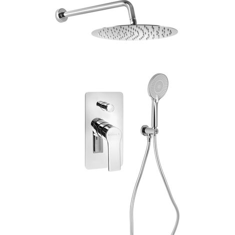 PAX Ensemble de douche à encastrer avec mitigeur monocommande, 2 sorties, Chromé