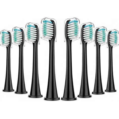Lot de 8 Têtes de Brosses à Dents Noires – Forme W – Compatibles pour DiamondClean, pour Flexcare, pour HealthyWhite – Nettoyage Profond – Sauf série 2 (1/5)