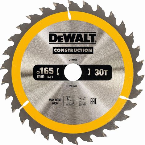 DeWalt DT1935 - Lama circolare, 165/20 mm 30 WZ, 1 unità