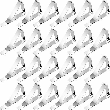 24Pcs Clip Pince pour Nappe Nappe de Table Anti-Glissant en Acier Inoxydable Exterie Intéri pour Restaurant Fêtes Pique-Nique Jardin, Argent.--Lefou (1/5)