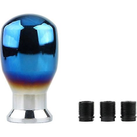 Langlebiger, blauer runder Schaltknauf mit universellen Fahrzeugadaptern - Schalthebel mit Metallkugel, Adapter inklusive, sportliches Design.