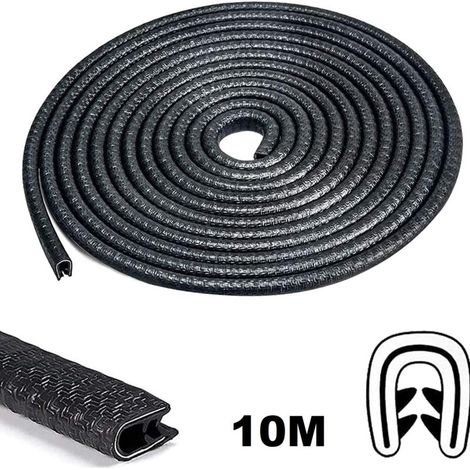 Protection de Bord de portire de Voiture Noire 10 m sans Colle en Caoutchouc en Forme de U pour la Plupart des Voitures